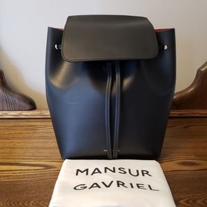 Mansur Gavriel Mini Leather Bucket Backpack Bag - Black